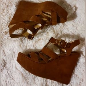 Express platform wedge sandals